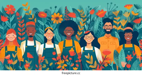 Diverse Group of People Standing Together in a Garden