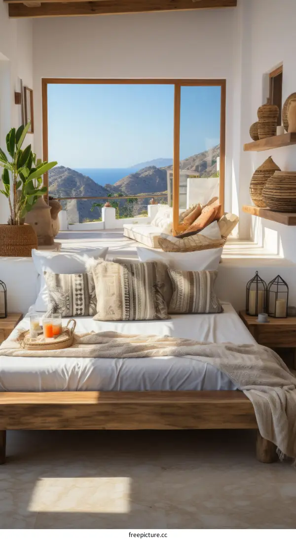 Modern coastal home bedroom with amazing sea view