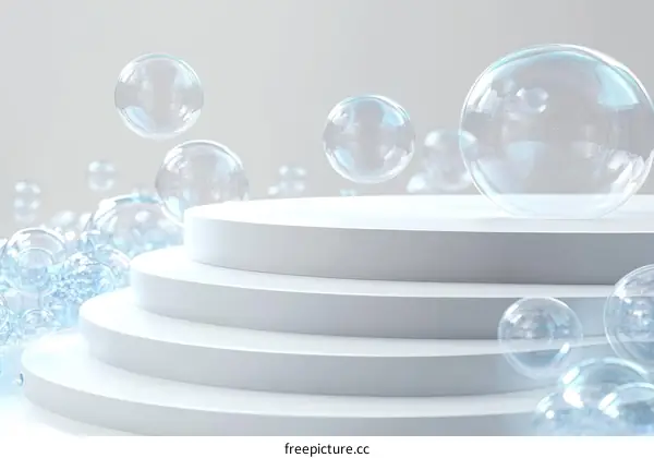 Abstract Minimalist Product Display with Bubbles