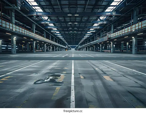 Empty Industrial Warehouse With Concrete Floor