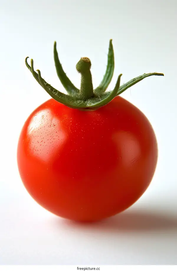 Single tomato on white background