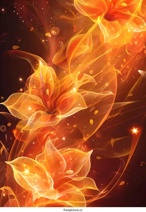 Glowing flowers in the night sky