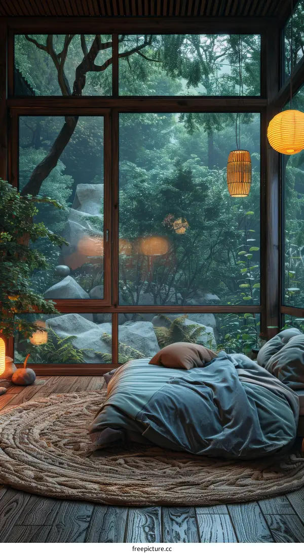 Peaceful Forest Bedroom Interior Design