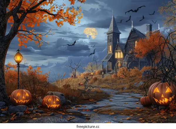 Spooky Halloween Night at the Haunted House