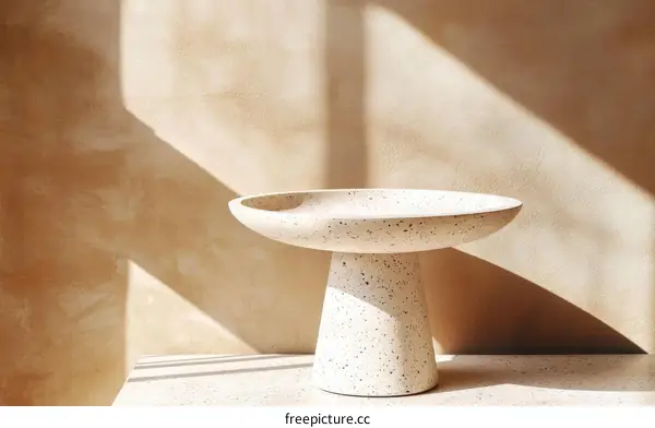 Modern Terrazzo Bowl on Stand in Neutral Tones
