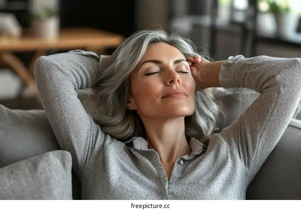 Relaxing Woman on Sofa in Comfortable Pose