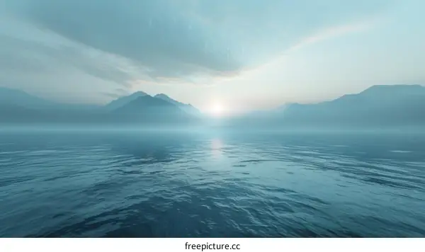 Tranquil Mountain Lake Sunset with Soft Clouds