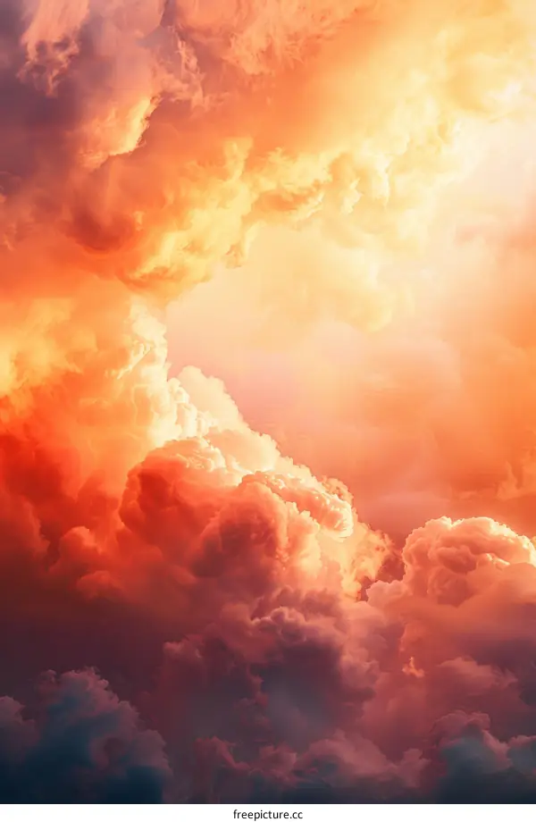 Bright orange cloudscape with a hint of blue sky