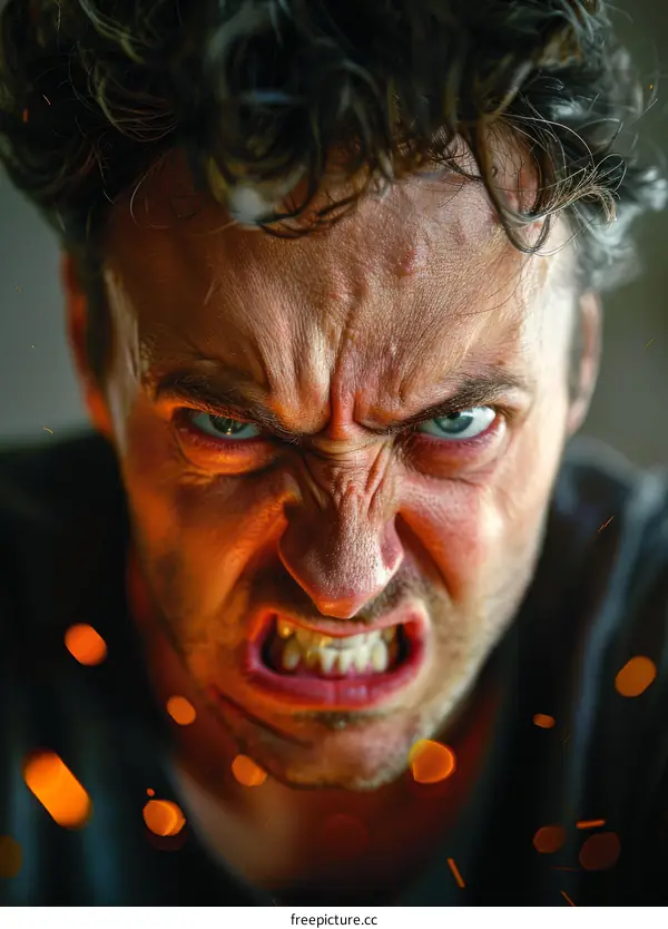 Angry Man Close-Up Face Expression