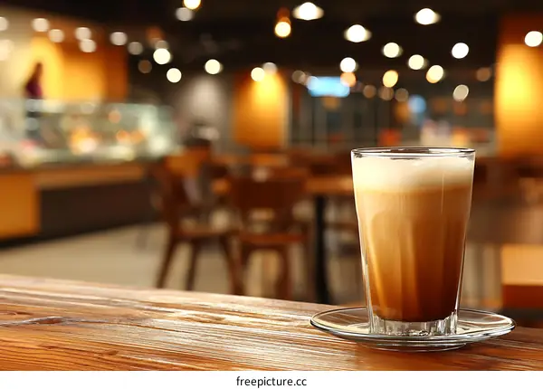 Coffee shop interior with a latte art