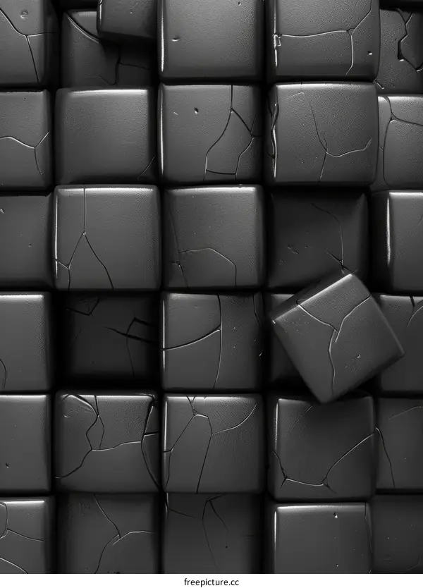 Abstract Black Cracked Cube Background