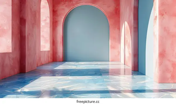 Modern Pink and Blue Archway Interior Design