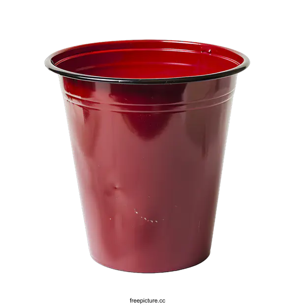 [Transparent Background PNG]Red Metal Bucket with Black Rim