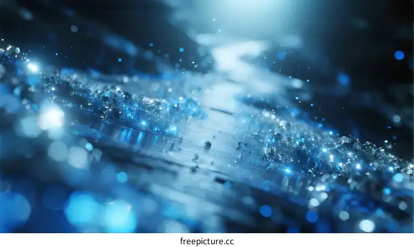 Blue Glowing Particles in Abstract Tech and Digital Background