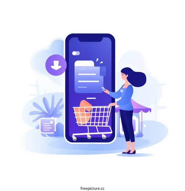 A woman using a mobile phone to shop online