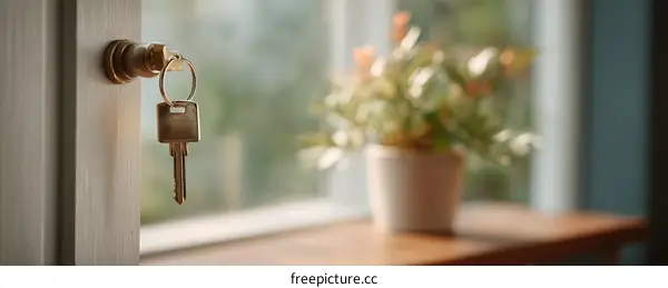 Door Key at the Doorway Home Interior