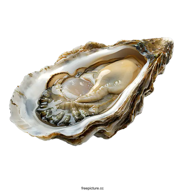 [Transparent Background PNG]Fresh open oyster on white background