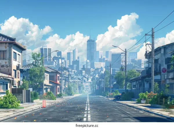 City Street Scenery Illustration