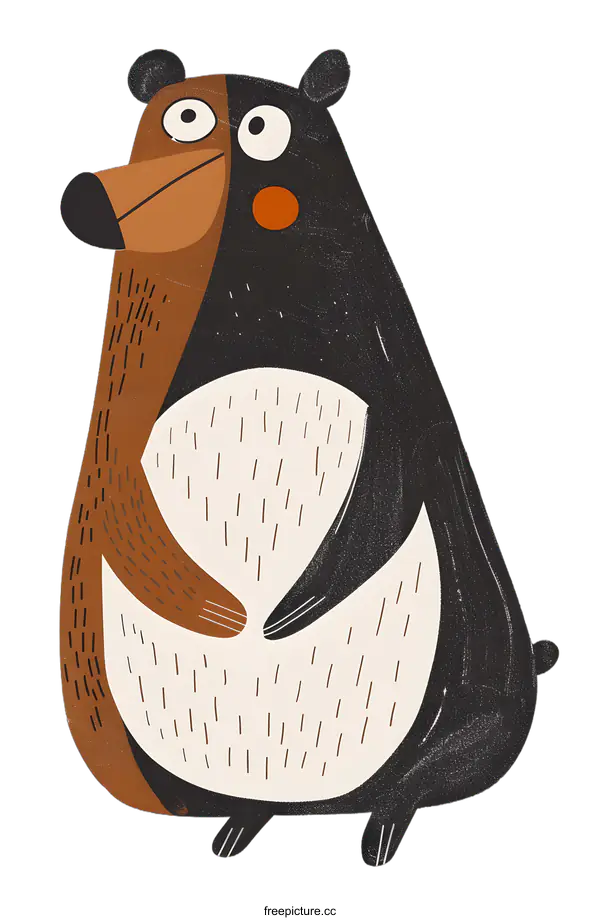 [Transparent Background PNG]Cute Cartoon Black And Brown Bear Illustration