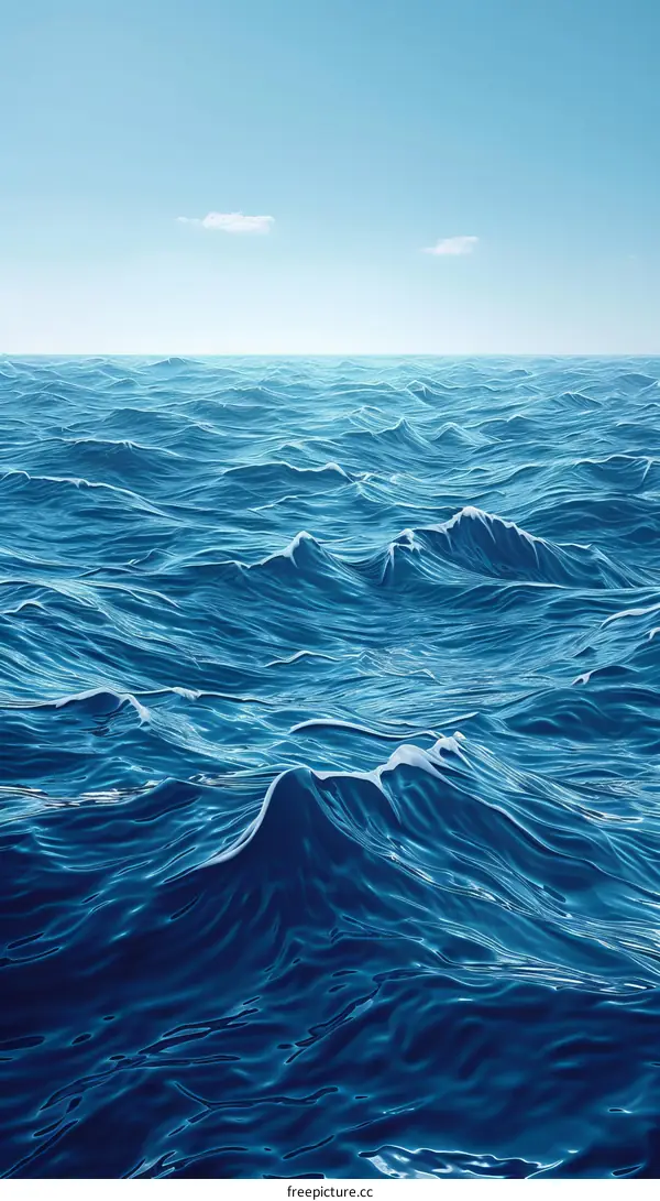 An illustration of a rough sea with large swells