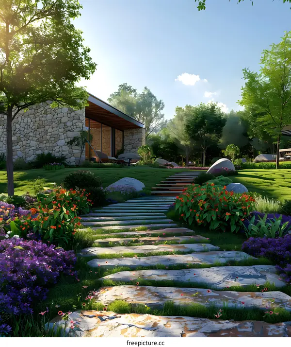 Modern villa in a picturesque natural landscape