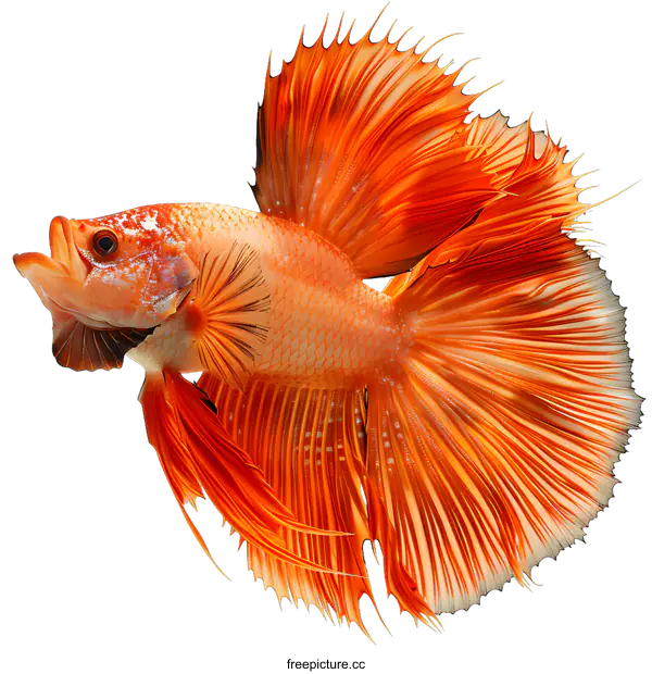 [Transparent Background PNG]A red betta fish with a white background