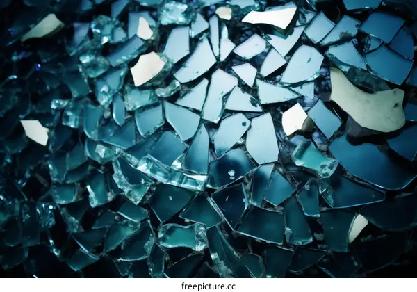 Shattered glass texture with sharp broken pieces