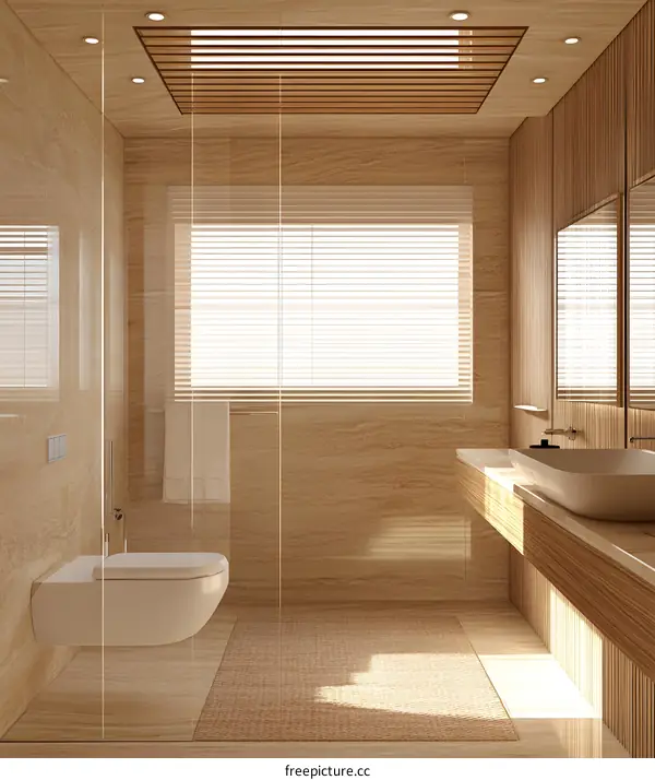 Modern Minimalist Bathroom Interior Design with Wooden Accents