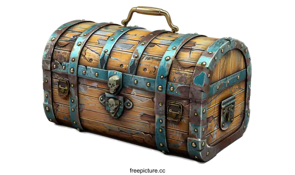 [Transparent Background PNG]Old Wooden Chest with Metal Details