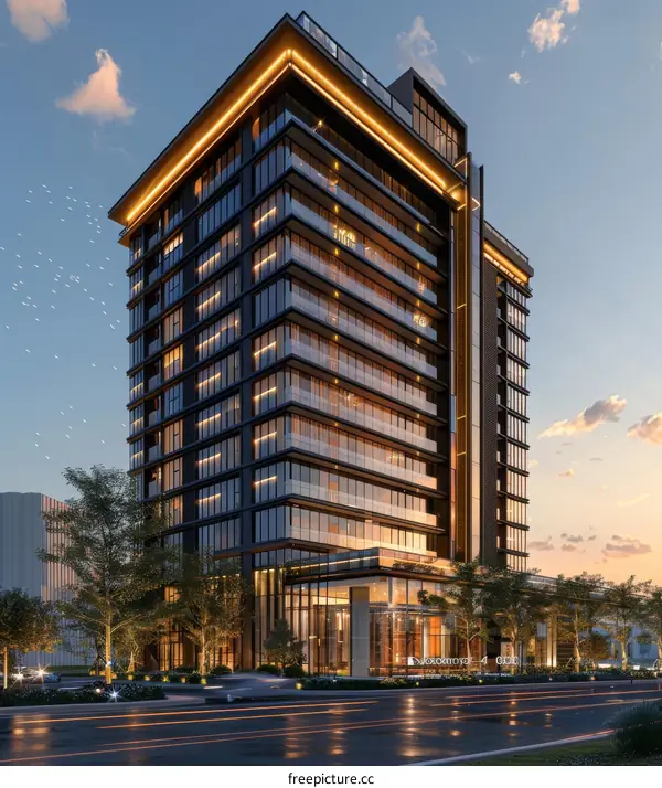 Modern Skyscraper Architectural Design Illustration