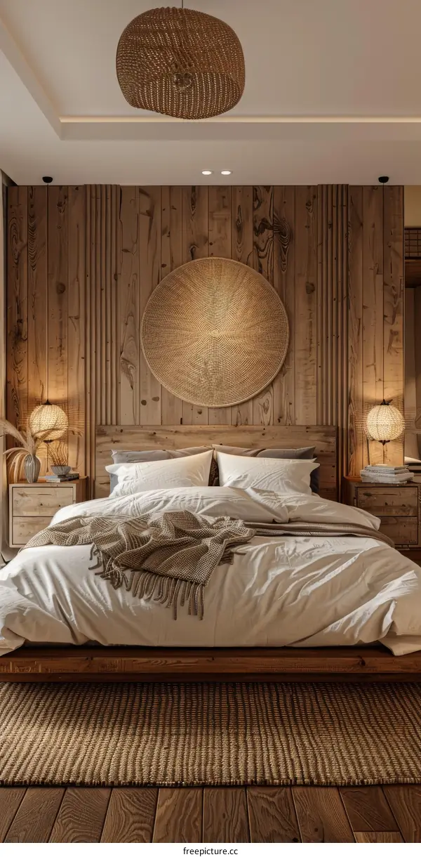 Modern Wooden Bedroom Interior Design Illustration