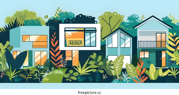 Modern Houses with Lush Greenery