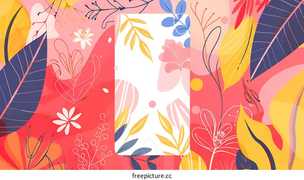 Colorful Floral Illustration with White Space for Text