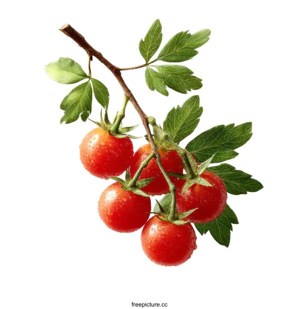 [Transparent Background PNG]Fresh Cluster of Cherry Tomatoes on a Branch