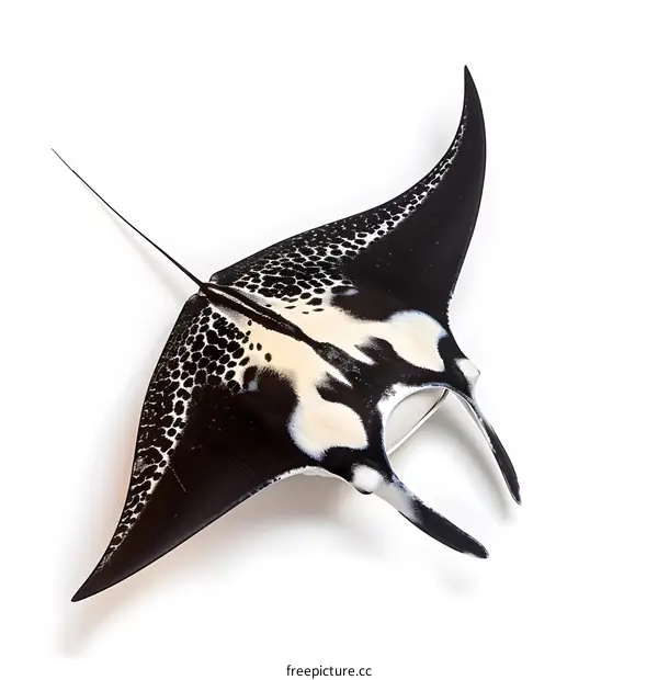 A black and white stingray isolated on a white background