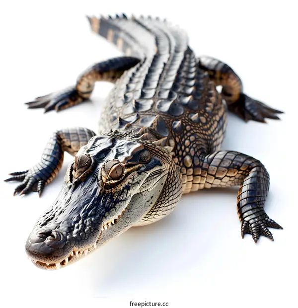 Baby Alligator on White Background