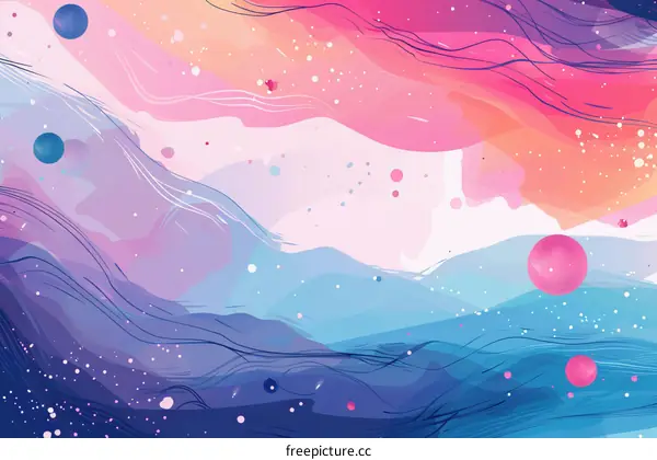 Abstract Colorful Space Landscape Illustration