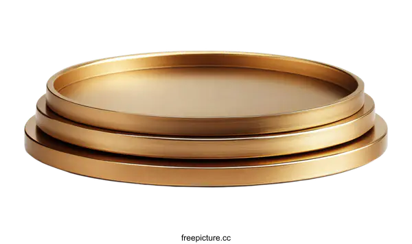 [Transparent Background PNG]Gold Round Trays Stacked