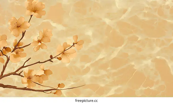 Floral Design on Beige Marble Texture