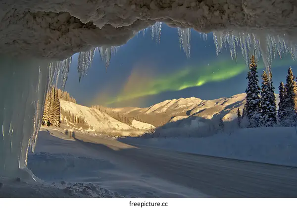 Aurora Borealis View From Icicle Cave