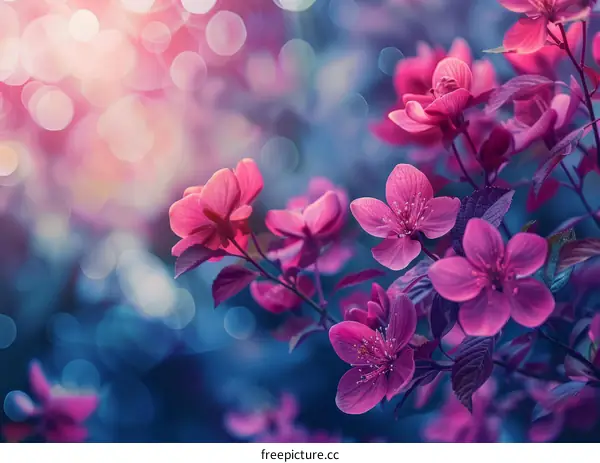 Close-up image of pink cherry blossom flowers with blurred background