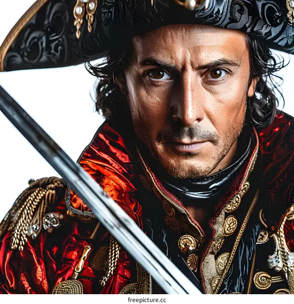 Portrait of a Stern Pirate Captain