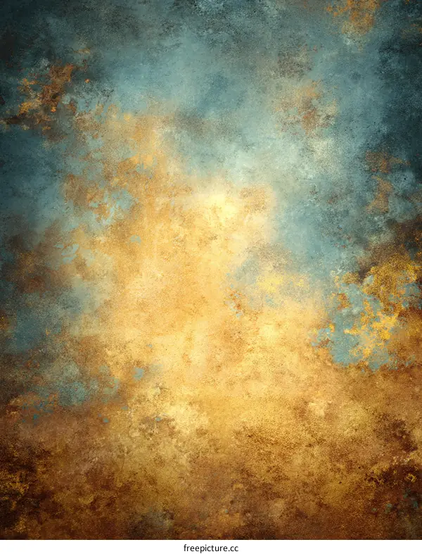 Abstract Vintage Gold and Teal Textured Background