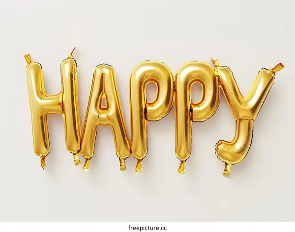 Gold Balloons Spelling Happy