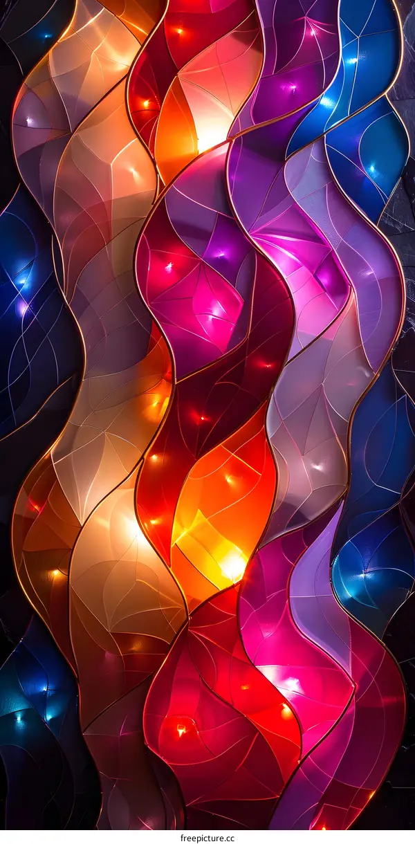 Colorful 3D rendering of a stained glass window