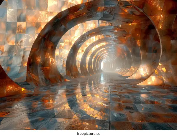 Futuristic Sci-Fi Tunnel with Glowing Light at End