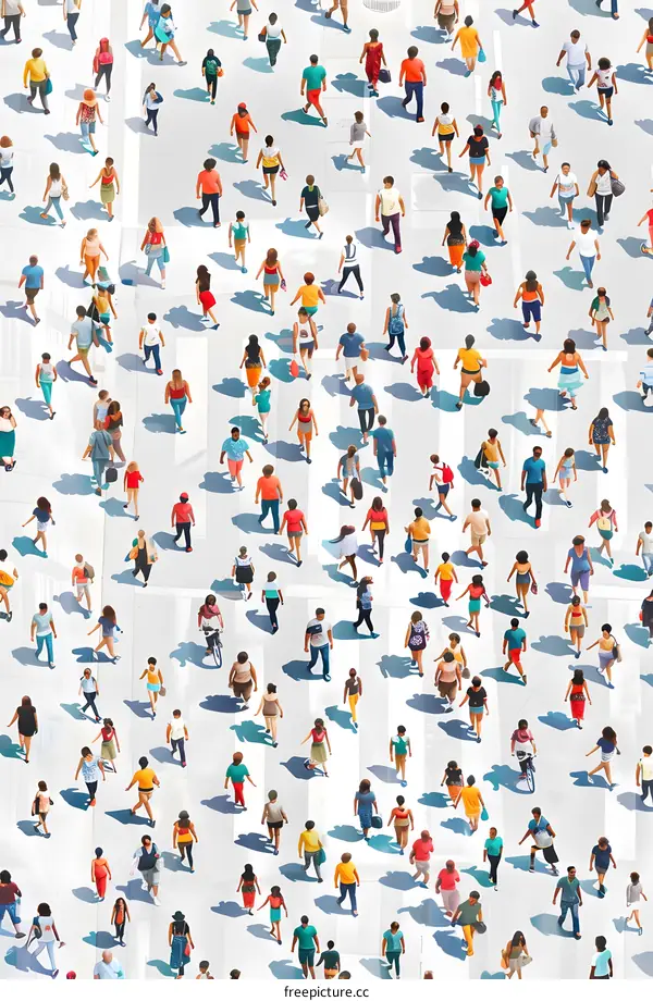 A Crowd of People Walking On A White Pavement