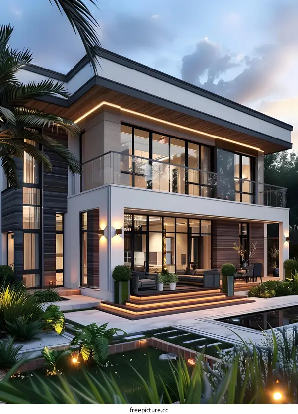 A Modern House with Palm Trees