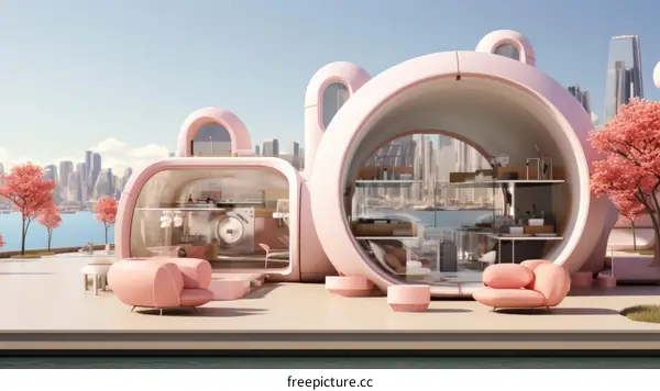 pink futuristic house