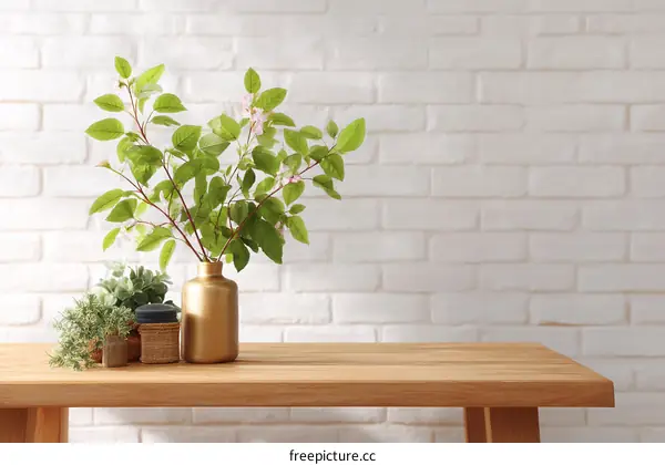 Simple Elegant Wooden Table with Decor